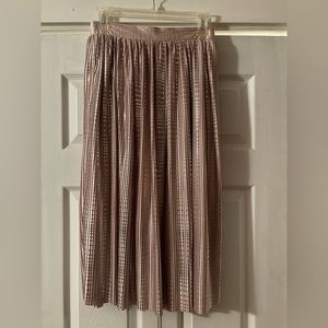 Anthropologie Metallic Pleated Midi Skirt - Bronze